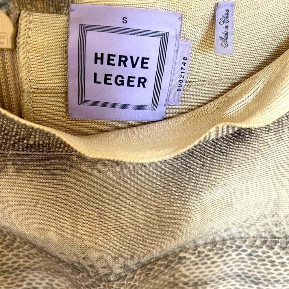 EUC Herve Leger snakeskin bandage mini skirt small